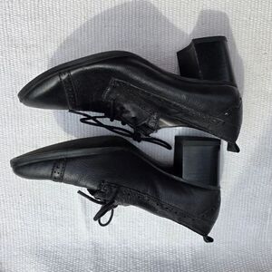 Franco sarto Black block heeled leather oxfords